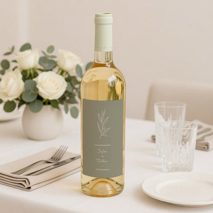 Etiquette bouteille Mariage Portrait Olivier texture papier photo N° 2