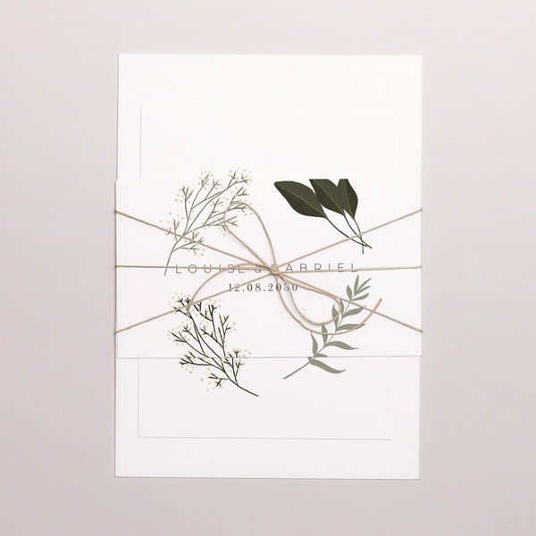 Faire-part Mariage 3 cartes, ruban Luberon photo
