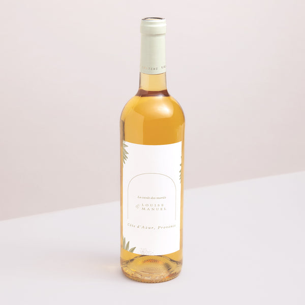 Etiquette bouteille Mariage Portrait Arche boho photo
