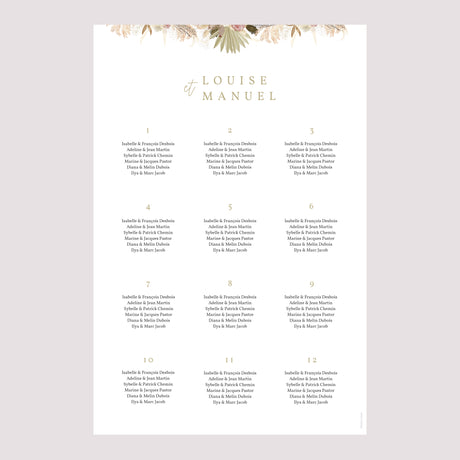 Plan de table Mariage Portrait 60 x 90 cm Arche boho
