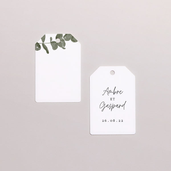 Etiquette perforée Mariage Fanion Eucalyptus aquarelle photo