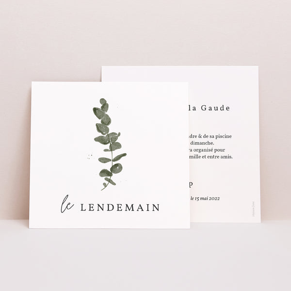 Invitations Mariage Carré Eucalyptus aquarelle photo