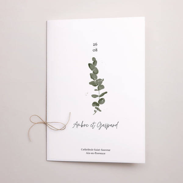Livret de messe Mariage Double volet Eucalyptus aquarelle photo