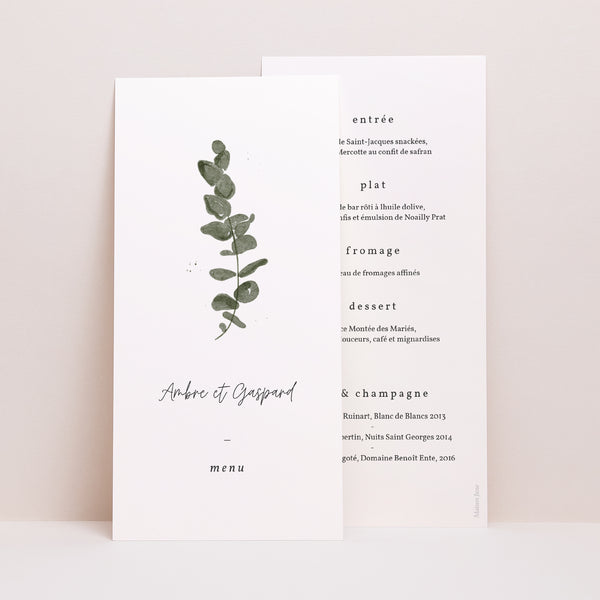 Menu Mariage Panoramique portrait Eucalyptus aquarelle photo