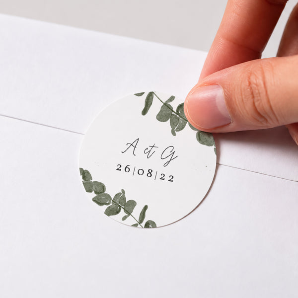 Sticker Mariage Rond Eucalyptus aquarelle photo