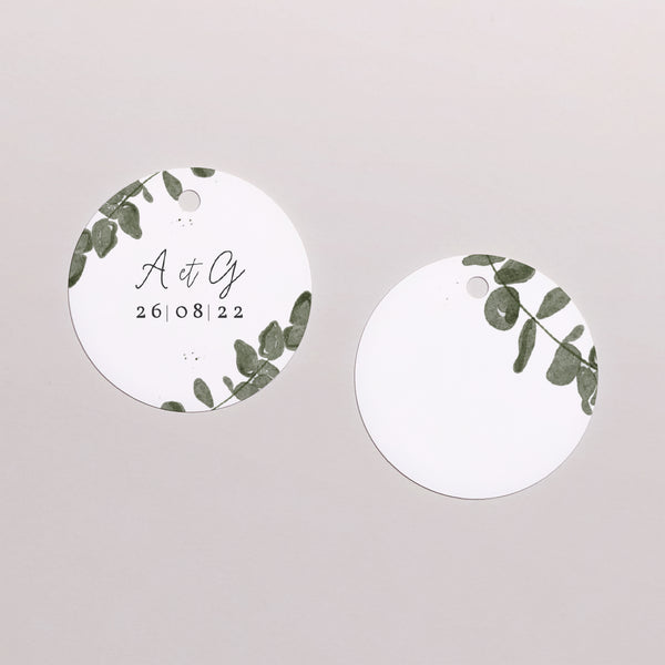 Etiquette perforée Mariage Ronde Eucalyptus aquarelle photo