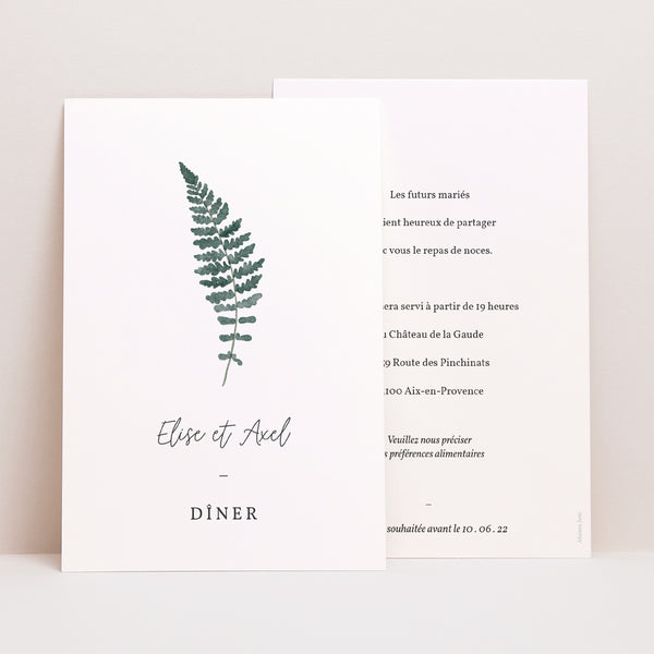 Invitations Mariage Portrait Fougère aquarelle photo