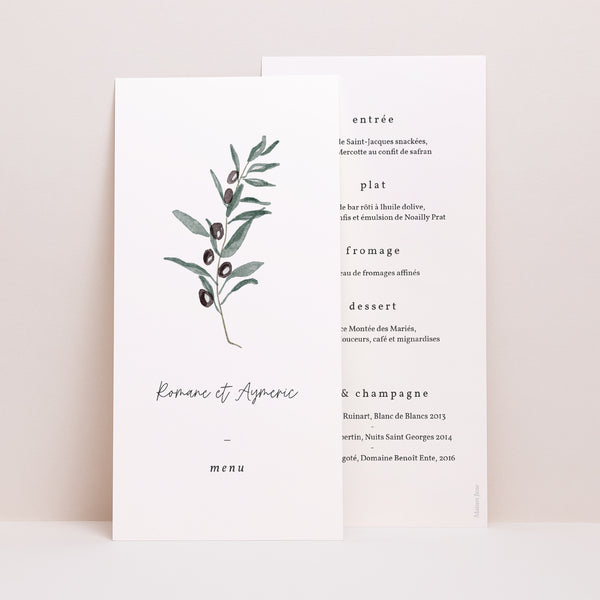 Menu Mariage Panoramique portrait Olivier aquarelle photo