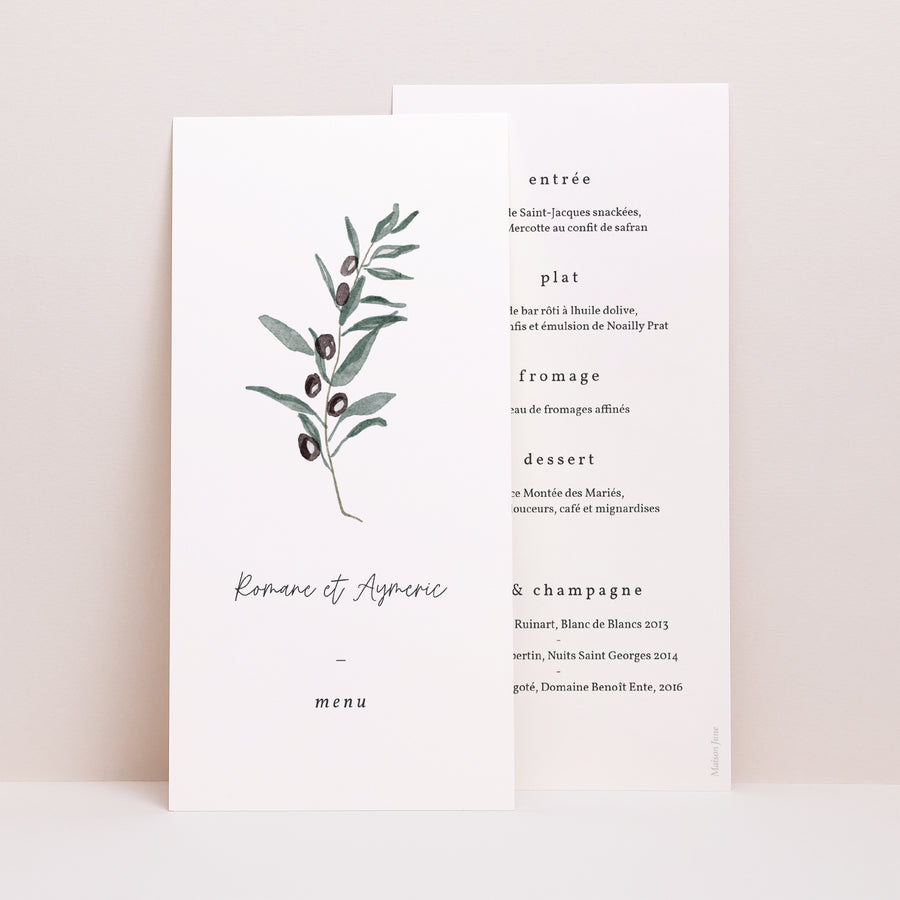 Menu Mariage Panoramique portrait Olivier aquarelle photo