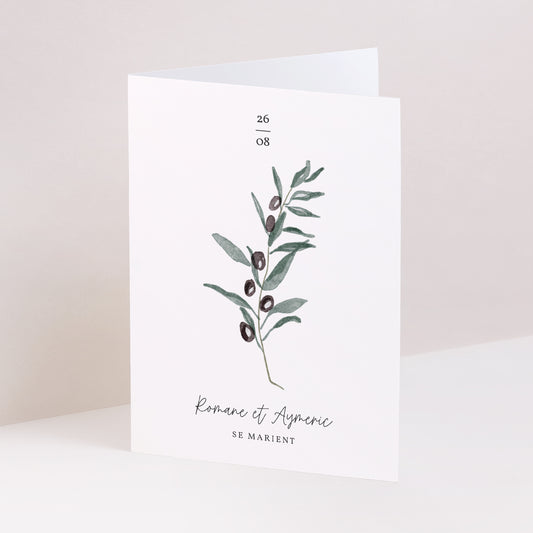 Faire-part Mariage Portrait double volet Olivier aquarelle photo