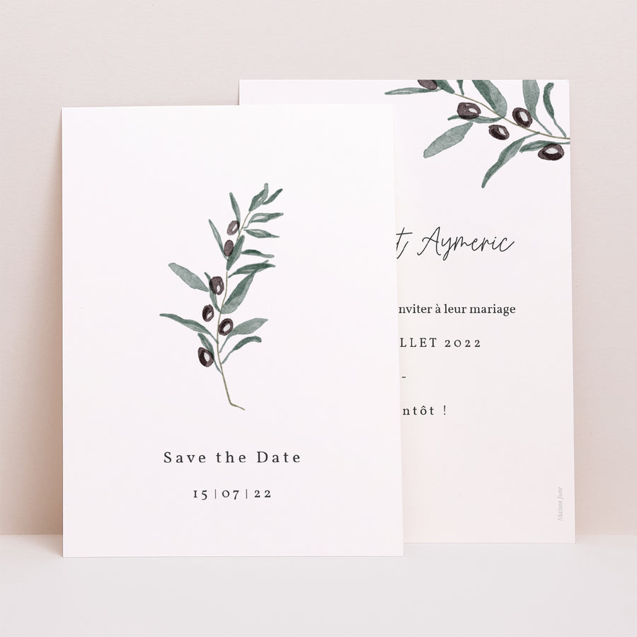 Save the date Mariage Portrait Olivier aquarelle photo