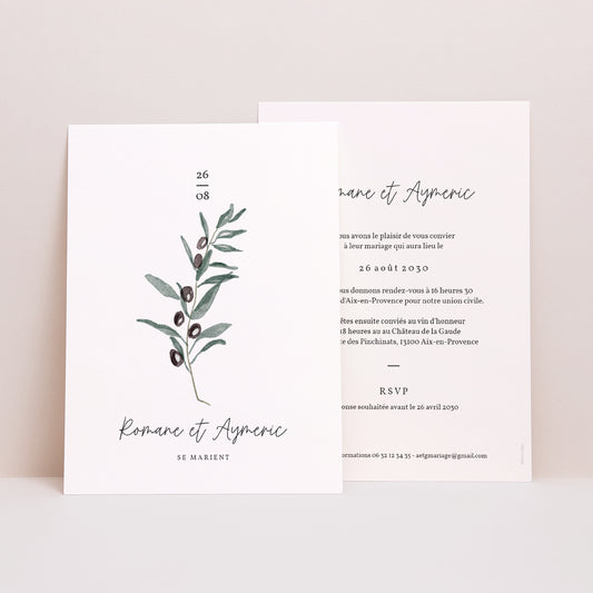 Faire-part Mariage Portrait Olivier aquarelle photo