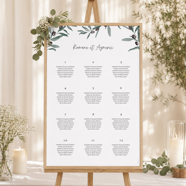 Plan de table Mariage Portrait Olivier aquarelle photo