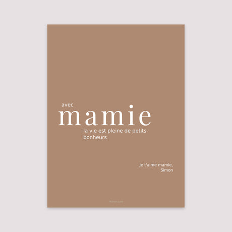 Affiche Portrait 30 x 40 cm Petits bonheurs, mamie