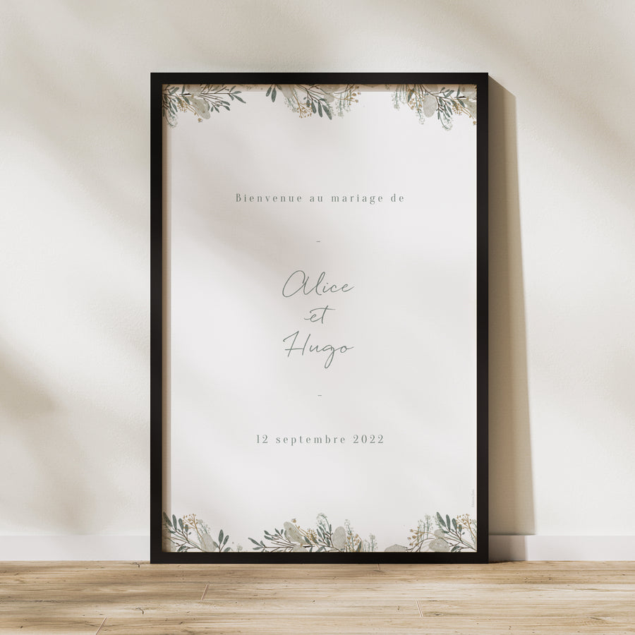 Panneau bienvenue Mariage Portrait 60 x 90 cm Couronne monnaie du pape photo