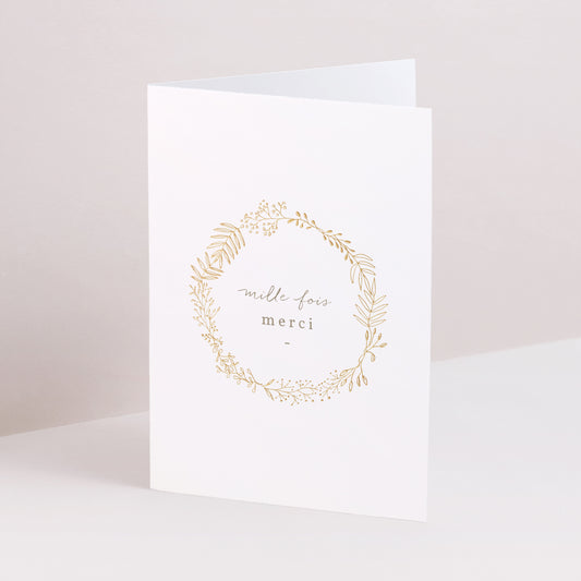 Remerciements Mariage Double volet portrait Couronne Dorée photo