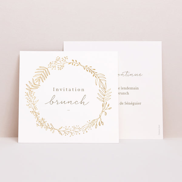 Invitations Mariage Carré Couronne Dorée photo