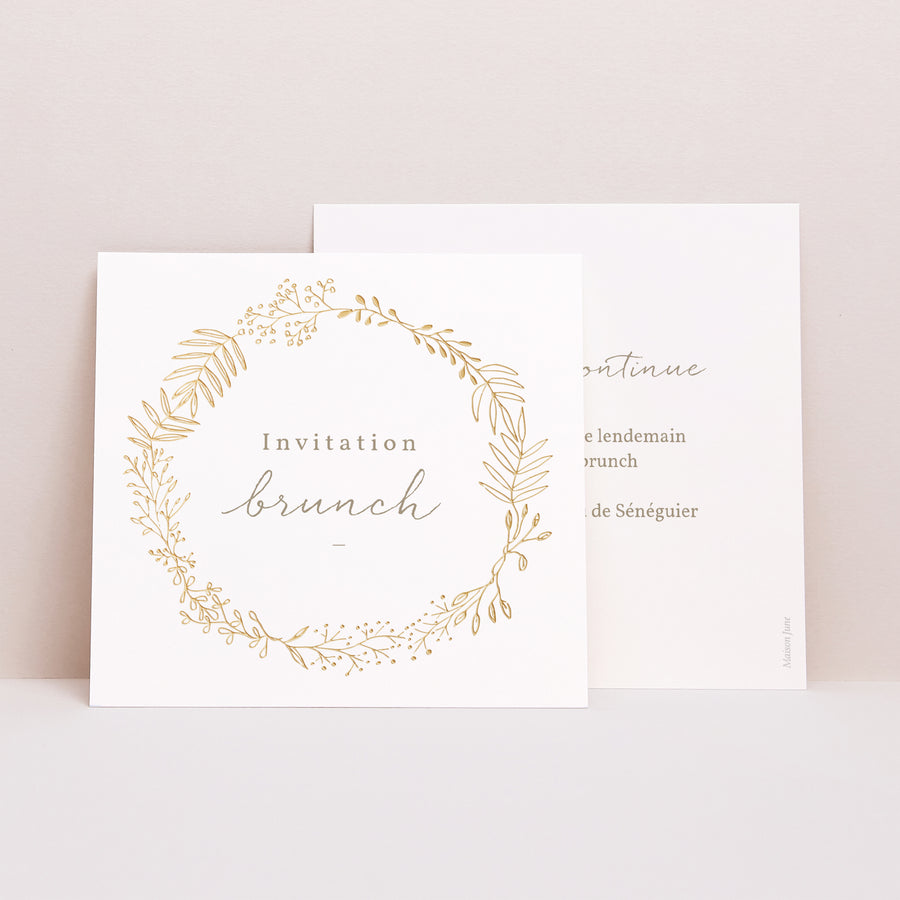 Invitations Mariage Carré Couronne Dorée photo