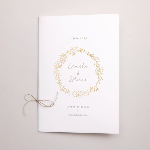 Livret de messe Mariage Double volet Couronne Dorée photo