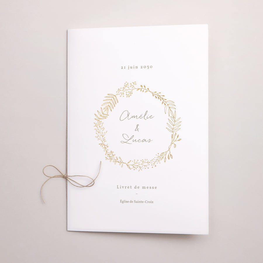 Livret de messe Mariage Double volet Couronne Dorée photo
