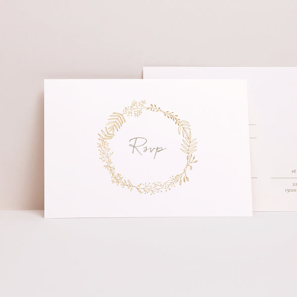 Carton réponse Mariage Paysage Couronne Dorée photo