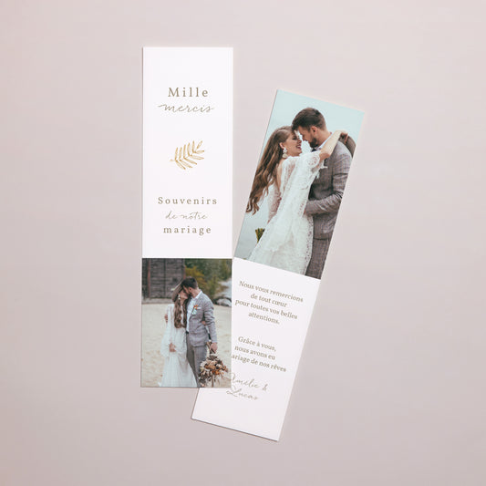 Remerciements Mariage Marque-page Couronne Dorée photo