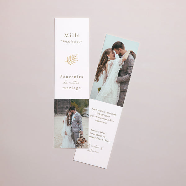 Remerciements Mariage Marque-page Couronne Dorée photo