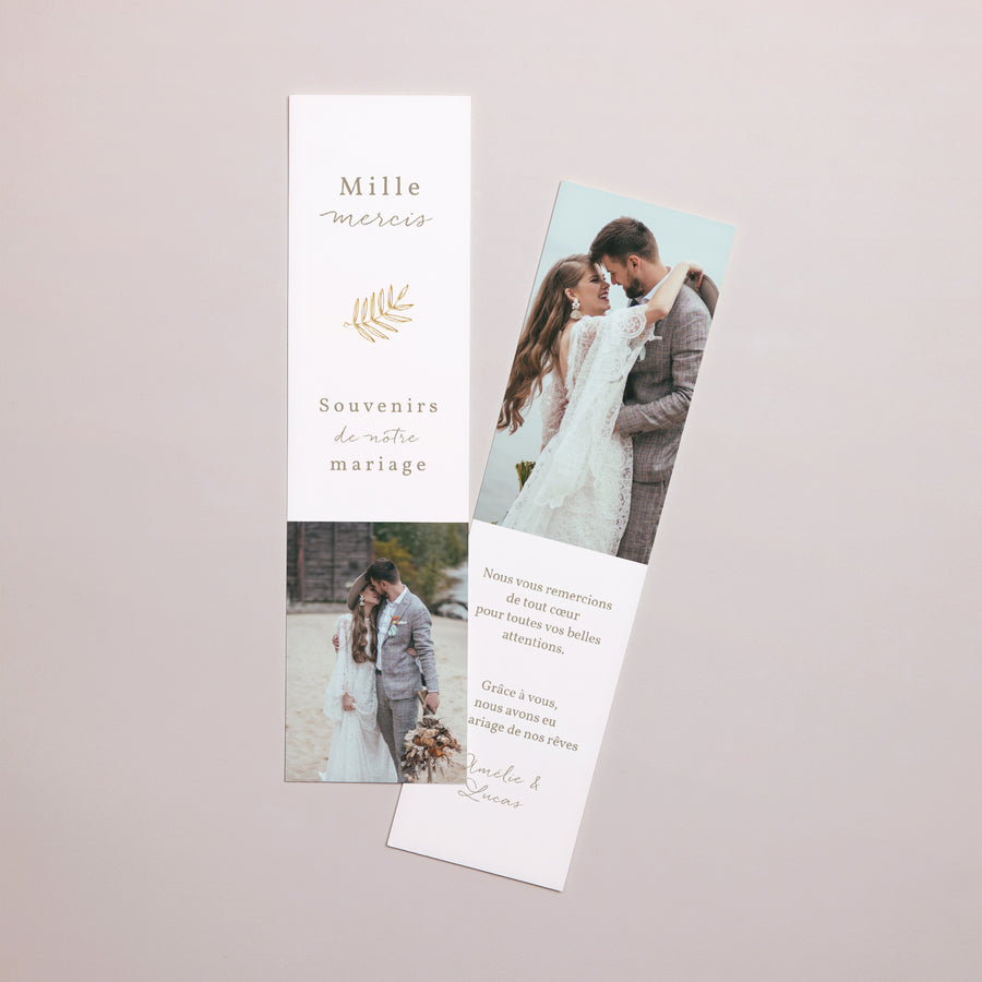 Remerciements Mariage Marque-page Couronne Dorée photo