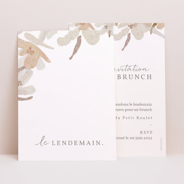 Invitations Mariage Portrait Couronne Fleurs Aquarelle photo