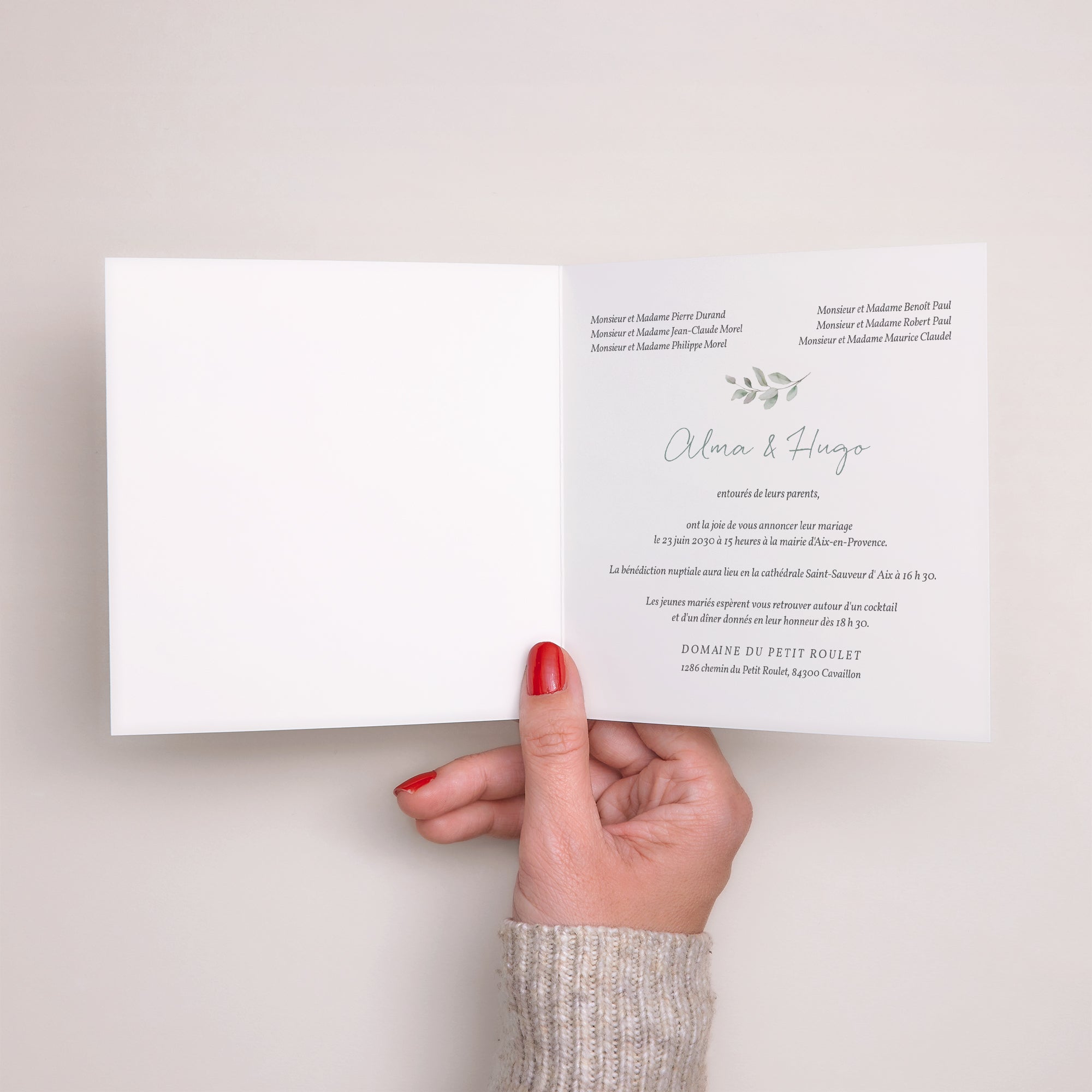 Faire-part Mariage Carré double volet Floral pastel 2 photo N° 2