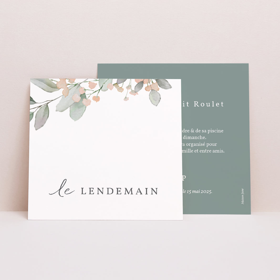 Invitations Mariage Carré Floral pastel photo N° 1