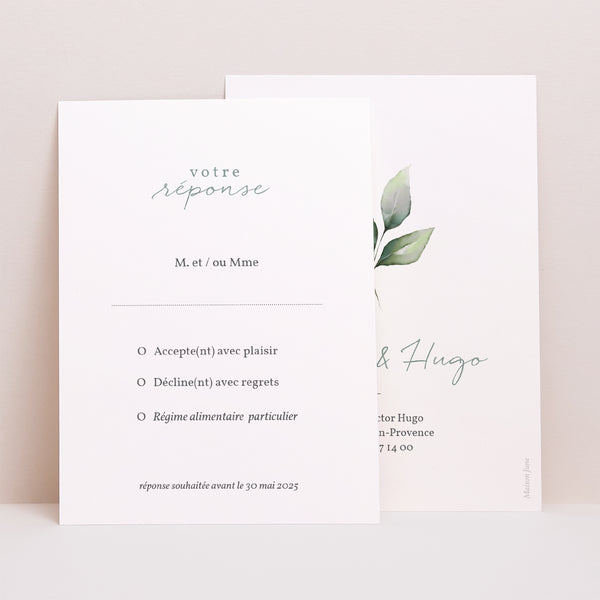 Carton réponse Mariage Portrait Floral pastel photo