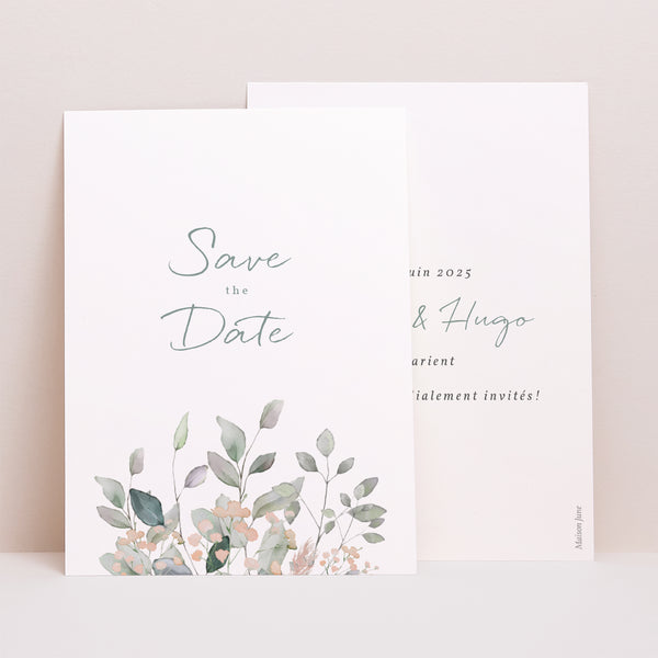 Save the date Mariage Portrait Floral pastel photo