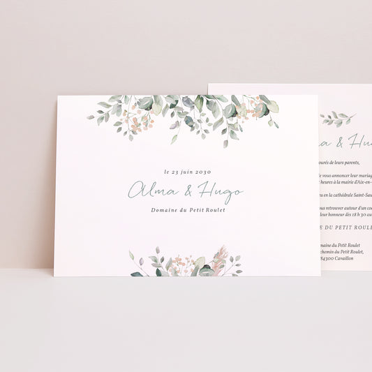 Faire-part Mariage Paysage Floral pastel photo