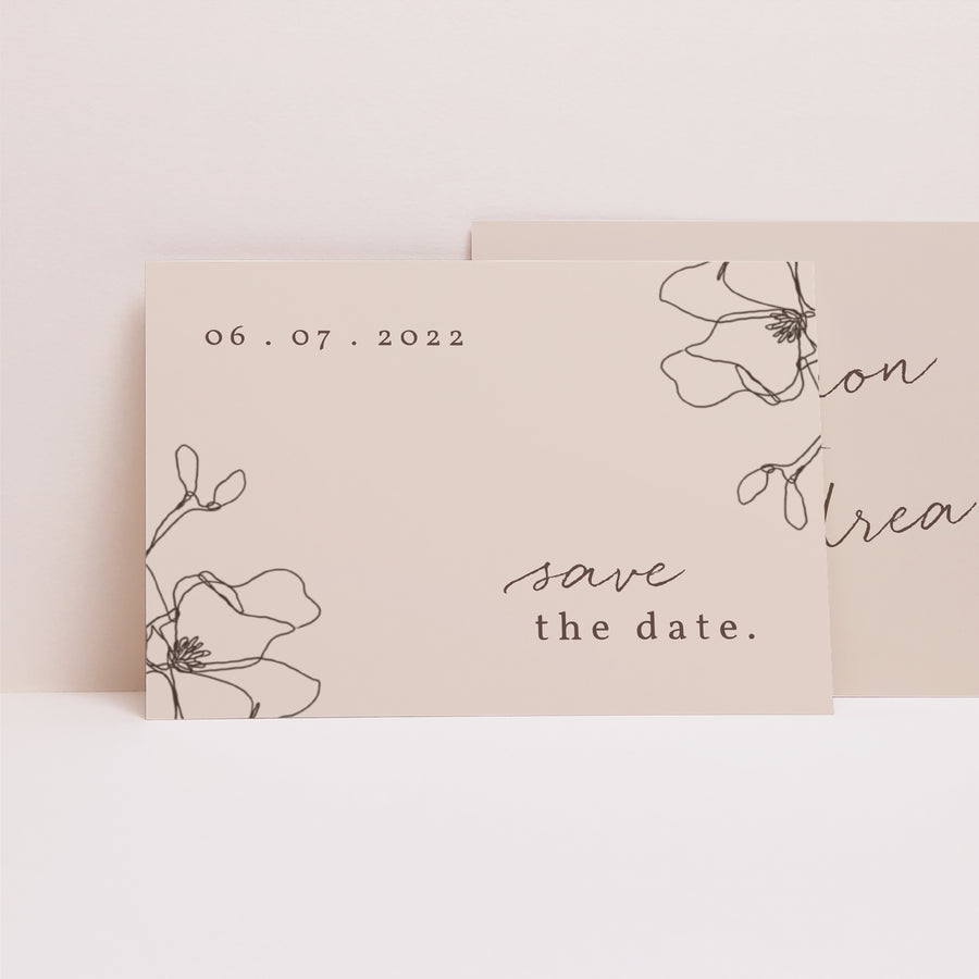 Save the date Mariage Paysage Silhouette florale III - Cerisier photo