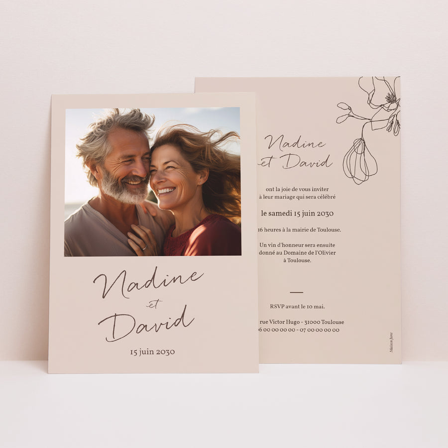 Faire-part Mariage Portrait Silhouette florale III - Cerisier photo