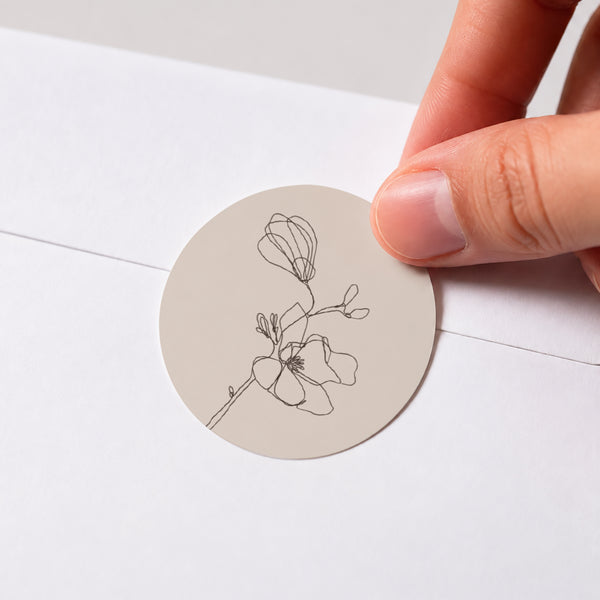 Sticker Mariage Rond Silhouette florale III - Cerisier photo