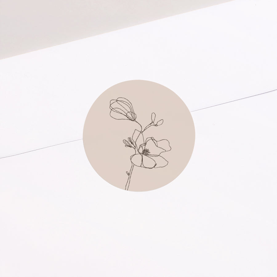 Sticker Mariage Rond Silhouette florale III - Cerisier photo