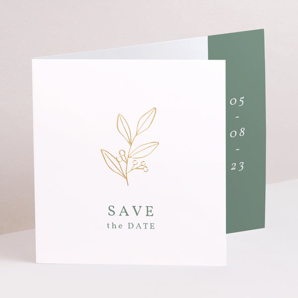 Save the date Mariage Double volet asymétrique Brin romantique photo