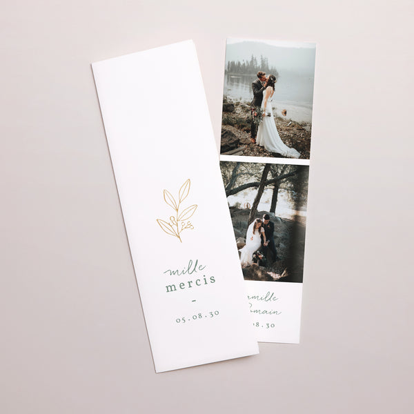 Remerciements Mariage Marque-page photo Brin romantique photo