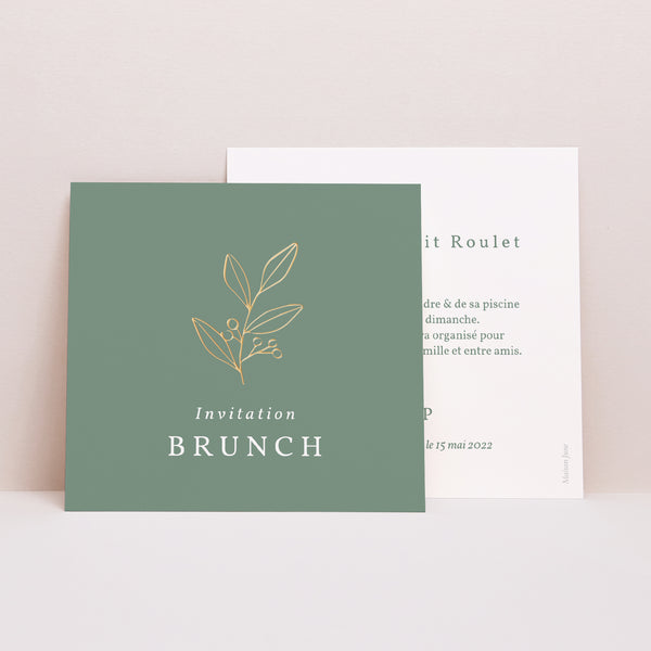 Invitations Mariage Carré Brin romantique photo