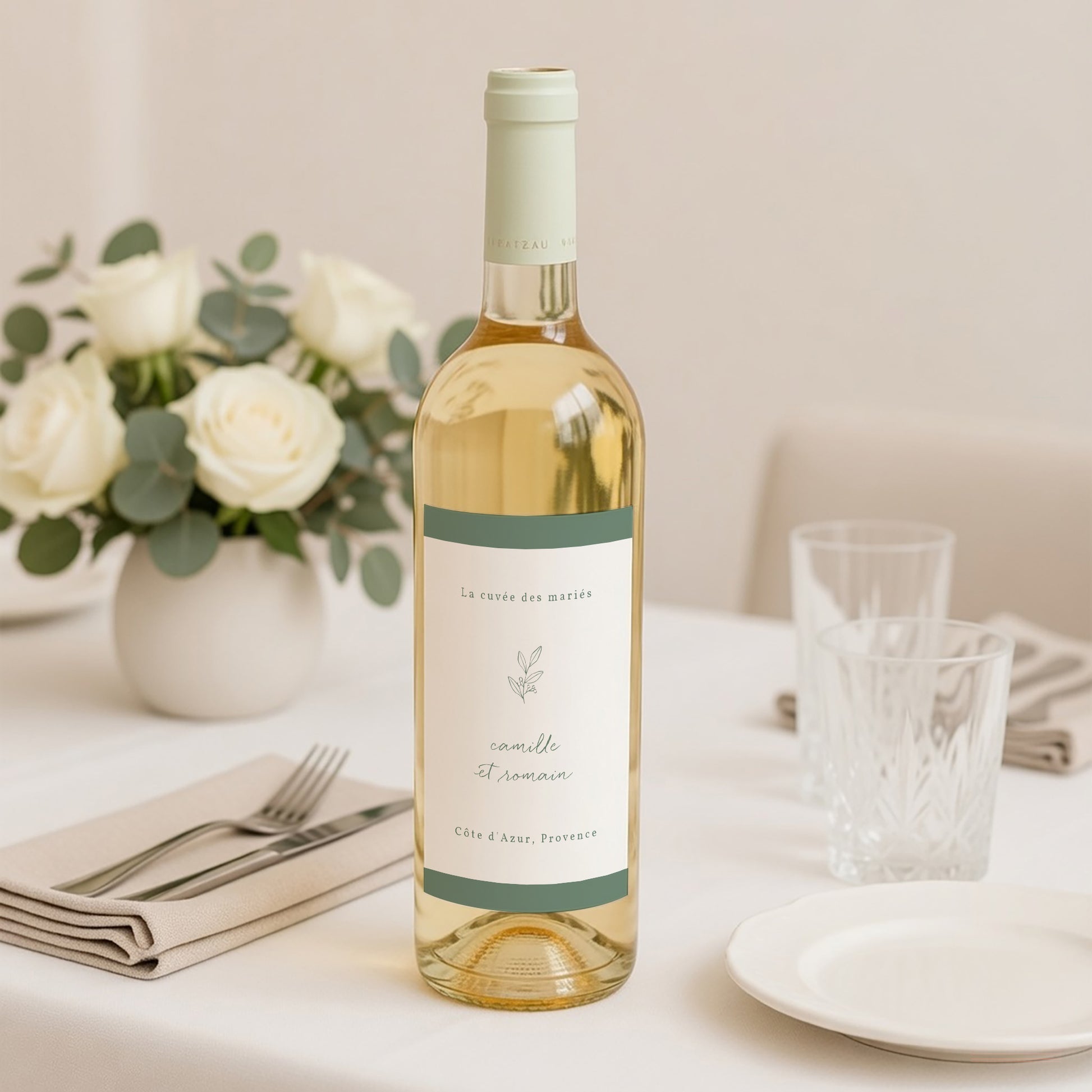 Etiquette bouteille Mariage Portrait Brin romantique photo N° 2