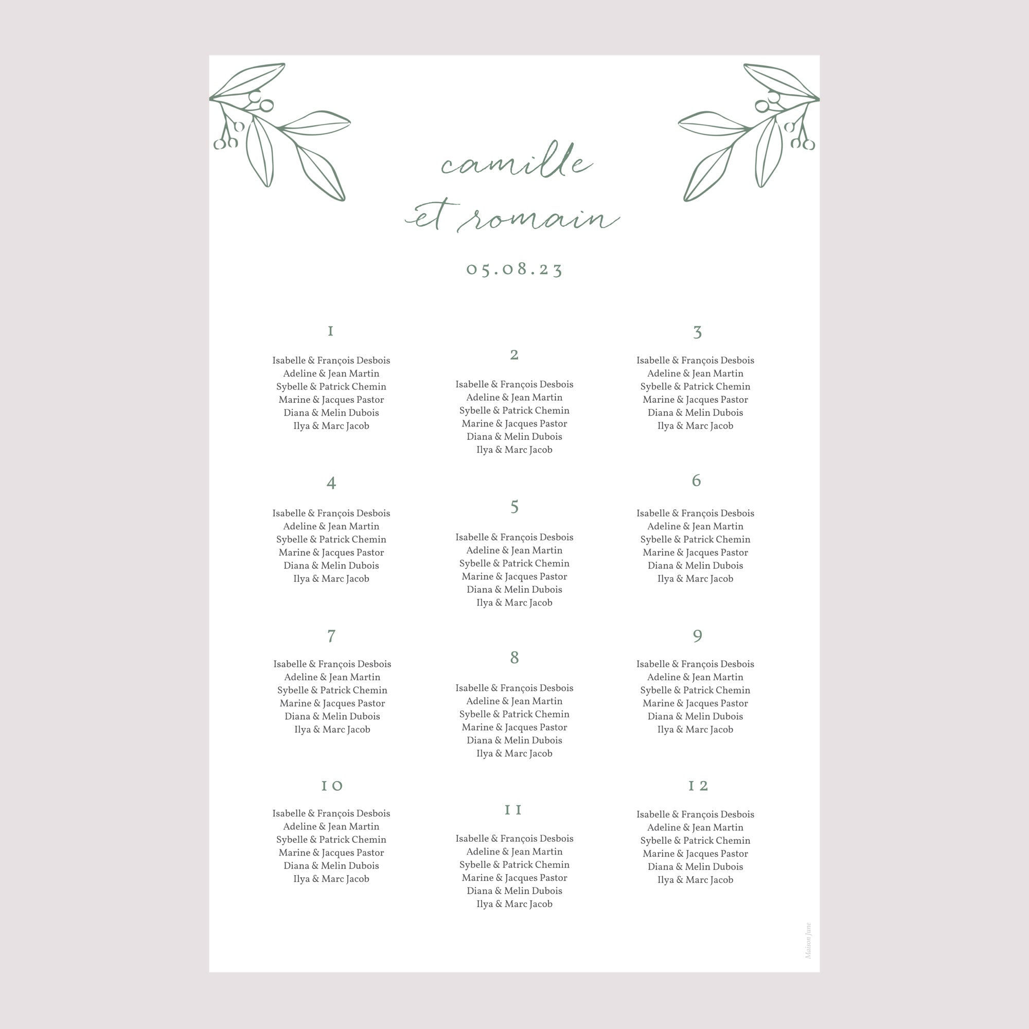 Plan de table Mariage Portrait Brin romantique photo N° 2