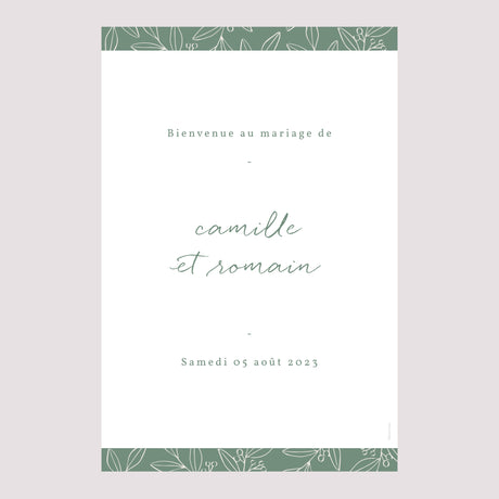 Panneau bienvenue Mariage Portrait 60 x 90 cm Brin romantique