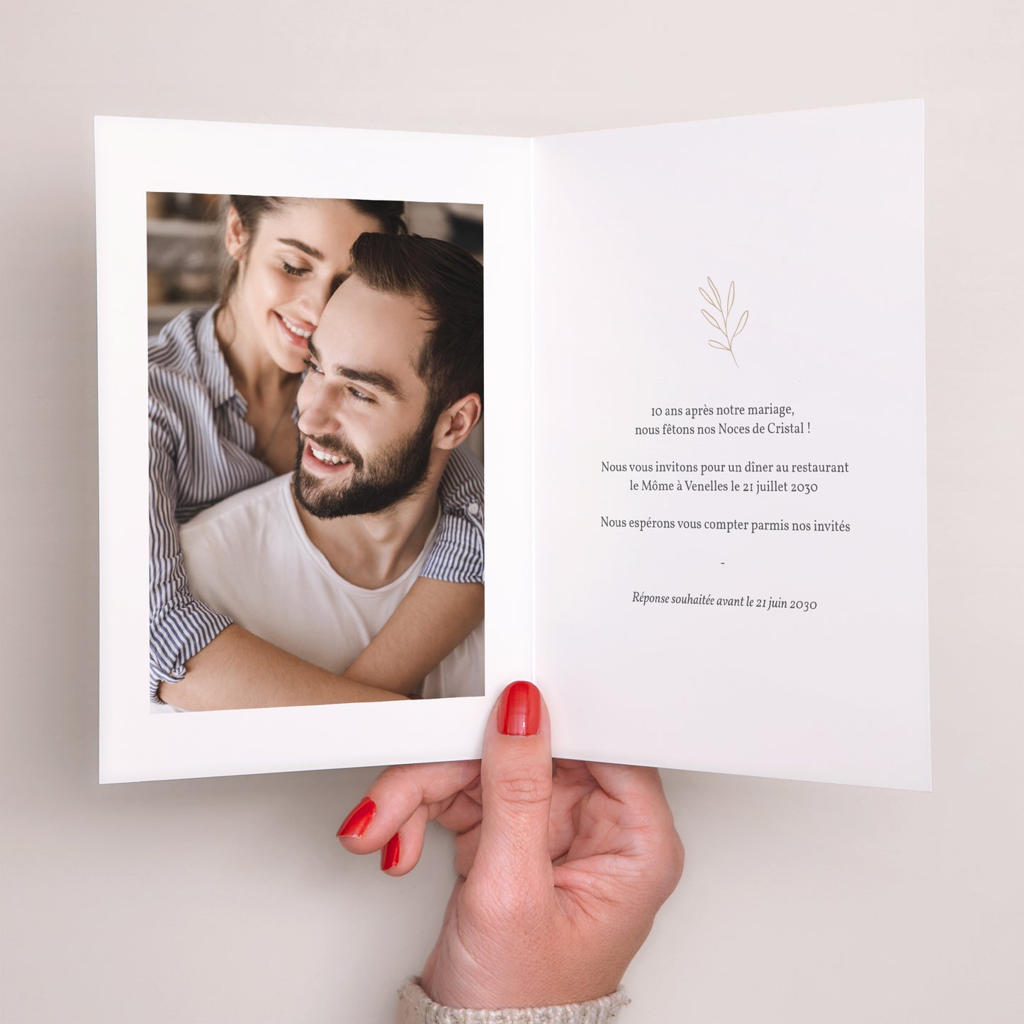 Invitations Anniversaire de mariage Portrait double volet Brin romantique 2 photo N° 2