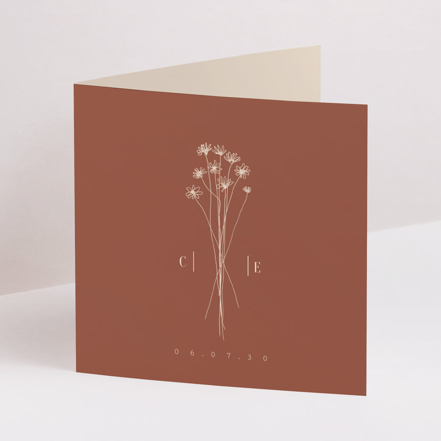Faire-part Mariage Carré double volet Silhouette - Fleurs des champs photo