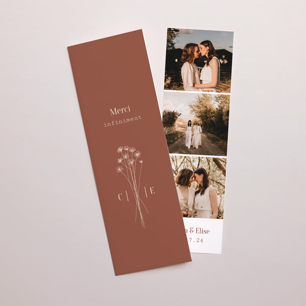 Remerciements Mariage Marque-page photo Silhouette - Fleurs des champs photo