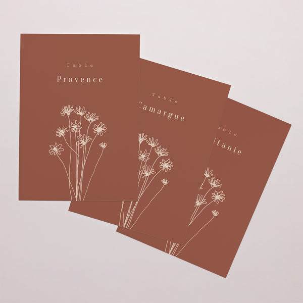 Marque table Mariage Rectangle Silhouette - Fleurs des champs photo
