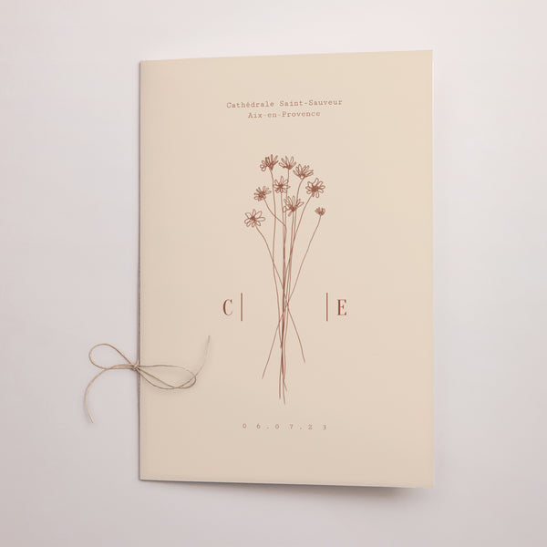 Livret de messe Mariage Double volet Silhouette - Fleurs des champs photo