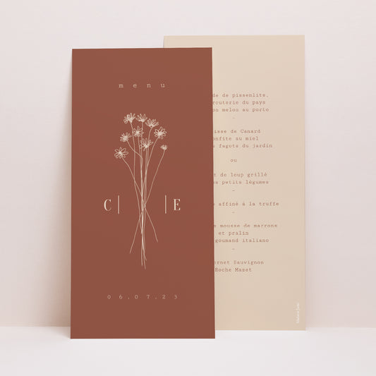 Menu Mariage Panoramique portrait Silhouette - Fleurs des champs photo